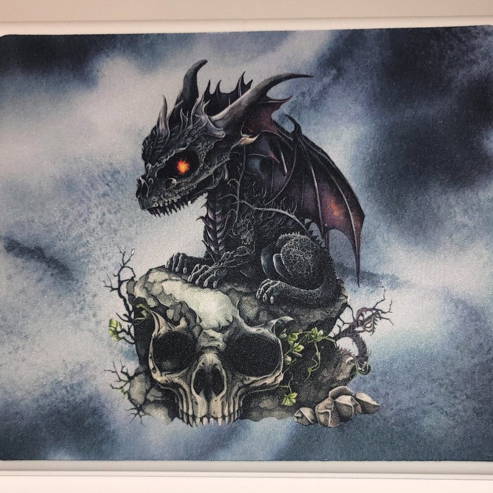 Baby Dragon on Skull with Vines Rectangular Mouse Pad 9.5 x 8 x 0.12 Inches
